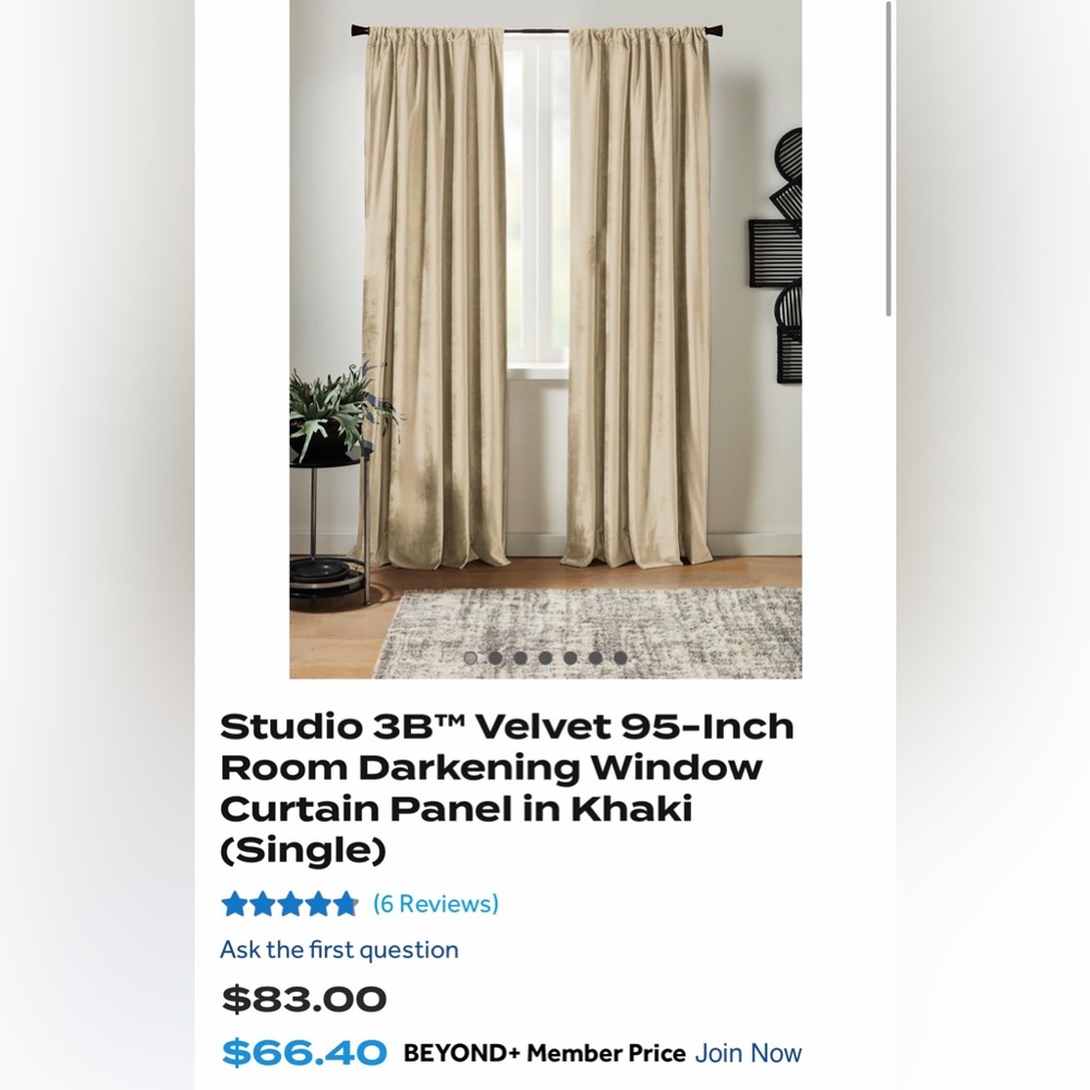 Studio 3b Velvet Curtain ( single )